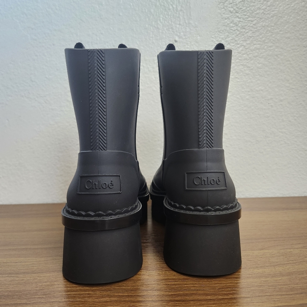 Chloé Betty Rain Boots Black Size 37 Chunky Platform Rubber Boots Designer - Picture 4 of 9